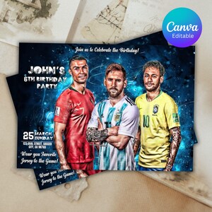 Editable Soccer Birthday Invitation Digital, Soccer Party Invite, Football Birthday Evite, Editable in Canva Printable Download