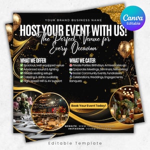 Event Rental Space Flyer, Event Rental Advertisement, Event Venue Flyer, Party Rental Flyer, Social media Template, Canva Editable