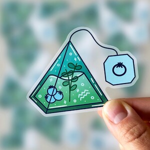 Adesivo astrológico de aquário, adesivo transparente AstroloTea Adesivo do zodíaco de aquário Adesivo estético do zodíaco, adesivo do signo de ar Chá de ervas de mirtilo