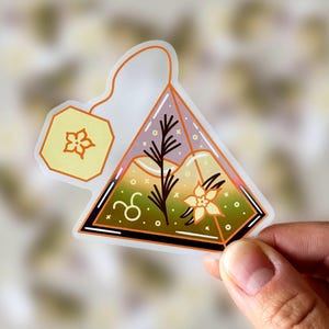 Stier Astrologie Aufkleber, AstroloTea klar Aufkleber, Stier Sternzeichen Aufkleber, Ästhetischer Sternzeichen Aufkleber, Erdzeichen Aufkleber, Vanille Rooibos Tee