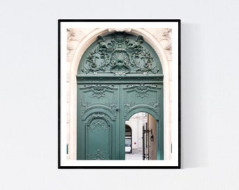 Paris Photography, Green Door in Paris, Paris Photo, Print Hunter Green Doorway, Paris print, Door in Paris, Paris Gallery Wall Art