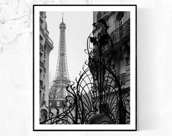 Black and White Photography, Eiffel Tower View Avenue Rapp, French Architecture, Paris Portrait, Champs de Mars, Paris Home Decor