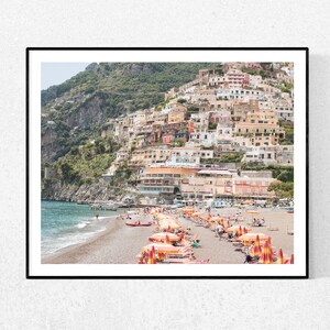 Italy Photography, Summer in Positano, Amalfi Coast Italy, beach photography,Italian home decor, Positano Art, bedroom art, beach umbrellas image 2