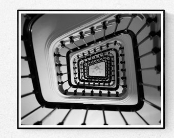 Paris Photography, Parisian Apartment Stairs, black and white photography, Paris Decor, Classic Paris, French Wall Art, French Architecture
