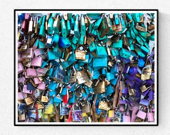 Paris Photography, Paris love lock Bridge, Paris Anniversary Gift, Paris in Love, Paris Love Locks, Paris Color Photo, Rebecca Plotnick