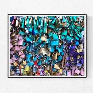 Paris Photography, Paris love lock Bridge, Paris Anniversary Gift, Paris in Love, Paris Love Locks, Paris Color Photo, Rebecca Plotnick