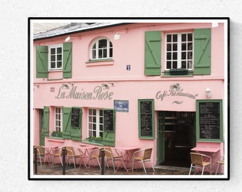 Paris Photography, La Maison Rose, Streets of Montmartre, soft pink, Paris, France, French Wall Decor, Parisian Architecture, Pink Paris