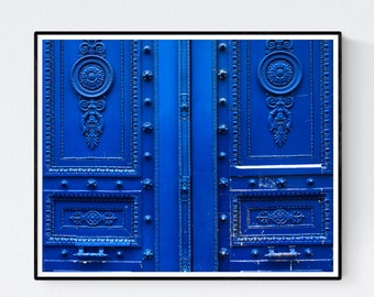 Paris Photography, Monaco Blue Doors in Paris, Blue Doors on the streets of Paris, French Home Decor, Door photography, paris wall art