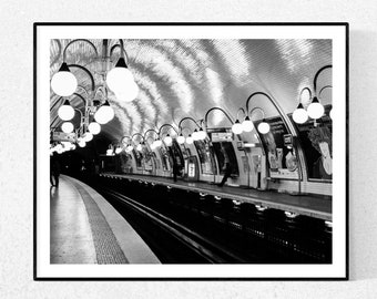 Paris Photography, Paris Metro Cité, Black and White Photography, Parisian Metro, Francophile Wall Art, Christmas Gift, Rain in Paris