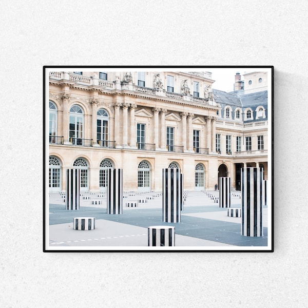 Paris Photography, Palais Royal in Black and White, Paris in the rain, Paris Home decor, Rain in Paris, Paris photo, Architecture