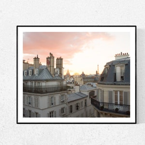 Paris Photography, Sunset on St Germain, Parisian Rooftops, Eiffel tower Photo, Living Room Art, Paris Balcony, Rebecca Plotnick