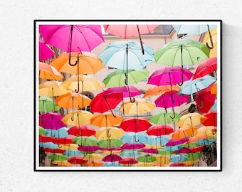 Paris Photography Print, Colorful Umbrellas, Le Village Royal