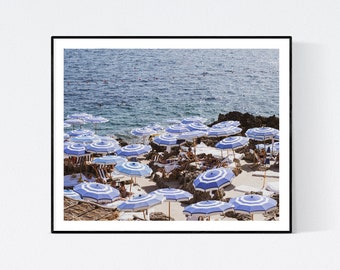 Italy Photography, Fontelina Beach club in Capri, Italy, beach photography, Italian home decor, Beach Art, bedroom art, beach umbrella