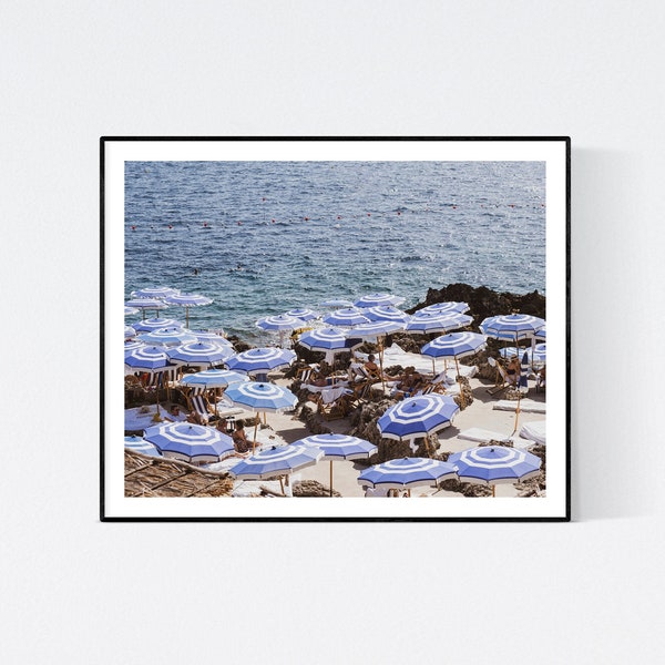 Italy Photography, Fontelina Beach club in Capri, Italy, beach photography, Italian home decor, Beach Art, bedroom art, beach umbrella