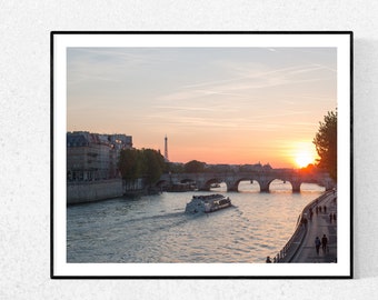 Paris Photography, Sunset on the Seine, Paris, Summer in France, Parisian, Eiffel Tower, Paris Wall Art, Sunset, Architecture