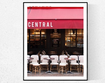 Paris Photography, Café Central on Rue Cler ,Paris Cafe Photo, Paris Decor, French Kitchen Art, Left Bank Paris Photo, Paris Print