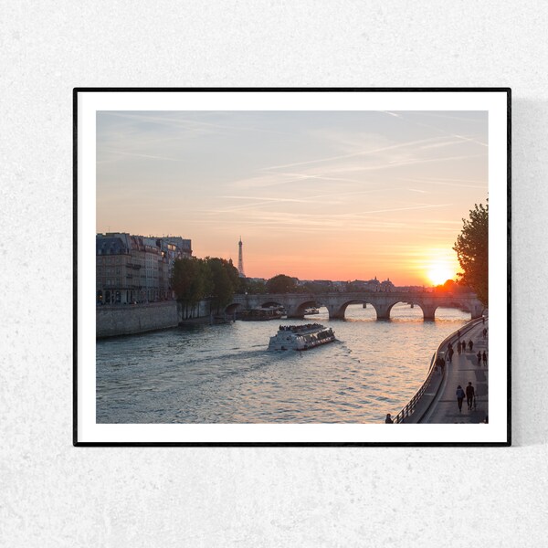 Paris Photography, Sunset on the Seine, Paris, Summer in France, Parisian, Eiffel Tower, Paris Wall Art, Sunset, Architecture