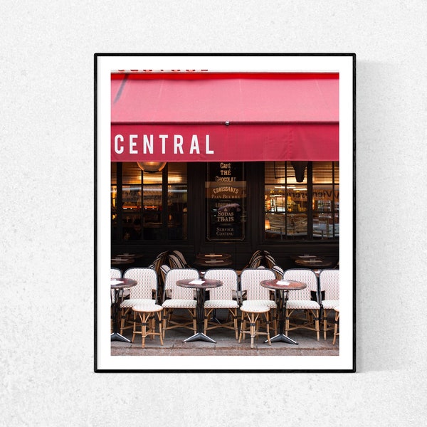 Paris Photography, Café Central on Rue Cler ,Paris Cafe Photo, Paris Decor, French Kitchen Art, Left Bank Paris Photo, Paris Print