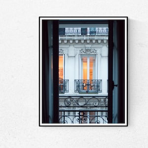 Paris Photography, The Blue Hour Window, Right Bank Paris, Paris Apartment, soft blue and grey, Paris, France, French Wall Decor