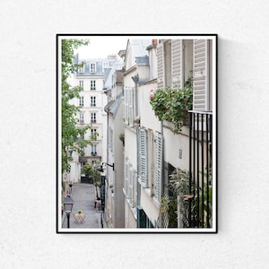 Paris Photography, Spring in Montmartre, blue shutters, Parisian Rooftops, Paris Wall Art, France, French Wall Decor, Opera House image 1