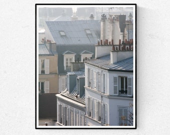 Morning light in Montmartre, soft blue and grey tones Paris, France, Paris Photography, winter in Paris, architecture, Parisian rooftops