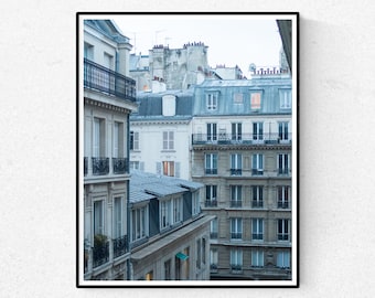 Paris Photography, The Blue Hour, Right Bank Paris, Parisian Rooftops, soft blue and grey, Paris, France, French Wall Decor, Opera House