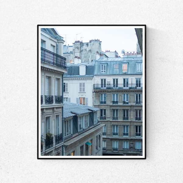 Paris Photography, The Blue Hour, Right Bank Paris, Parisian Rooftops, soft blue and grey, Paris, France, French Wall Decor, Opera House