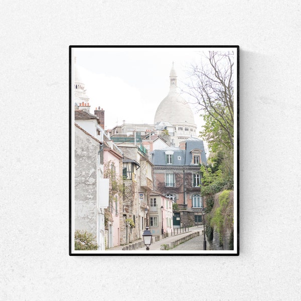 Paris Photography, Sacre Couer in Montmartre, soft blue and grey tones, Paris, France, French Wall Decor, Parisian Architecture