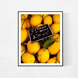 Food Photography, Citron of Nice, Fresh Yellow Lemons, Nice France, French Riviera, French kitchen wall art, South of France Market Photo
