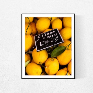 Nice France Lemons Market Photo, French Riviera Kitchen Wall Art