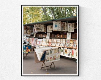 Paris Photography, Weeks on the Seine, Parisian, Bouquinistes, France, antique books in France, Office Decor, Paris Print