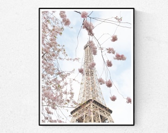 Paris Photography, Cherry Blossom Season, Pretty in Pink, Paris in the Springtime, Pink Cherry Blossoms Eiffel Tower, Paris Home Decor