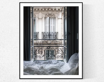 Paris Photography, Parisian Bedroom, Parisian Window, Bedroom Scene, Paris Photography Print, Parisian,French, Gift for the Francophile