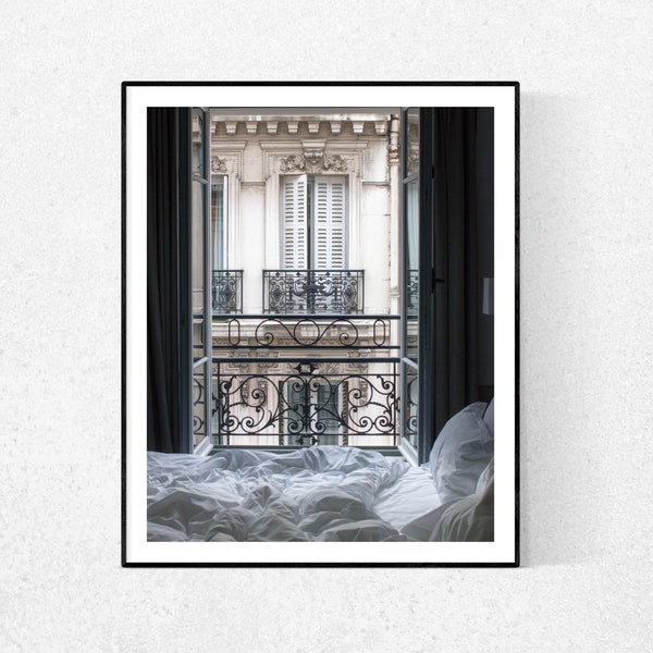 Paris Photography, Parisian Bedroom, Parisian Window, Bedroom Scene, Paris Photography Print, Parisian,French, Gift for the Francophile