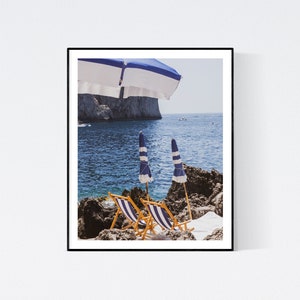 Italy Photography, Umbrellas at Fontelina Beach club in Capri, Italy, beach photograph, Beach Art, bedroom art, beach umbrella image 1