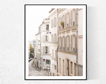 Paris Photography, Quiet Streets of Montmartre, Parisian Rooftops, Paris Wall Art, France, French Wall Decor, Paris Bathroom Wall Art