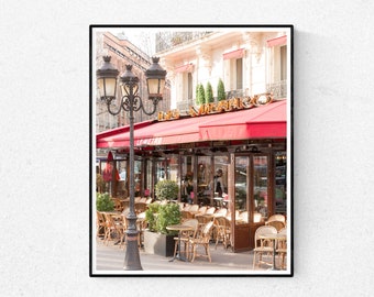 Paris Cafe on the Left Bank, Winter in Paris, Cafe Photo, Art Prints, Paris Photography, Paris Decor, French Kitchen Art, Cafe Metro