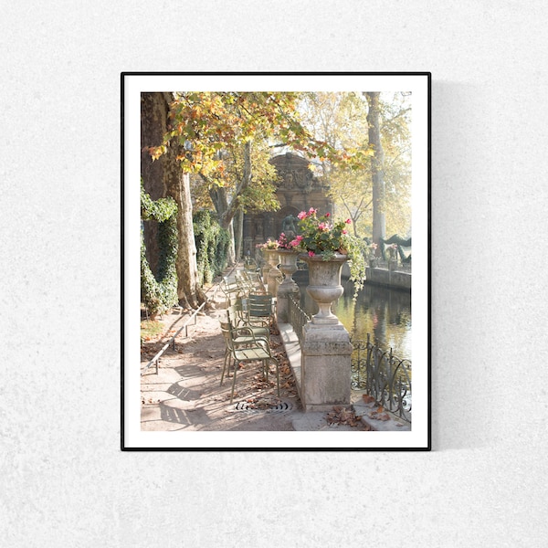 Paris Photography, Luxembourg Gardens in Fall, Fall in Paris, Medici Fountain, Luxembourg Gardens, Autumn Colors, Paris Park, Paris Print