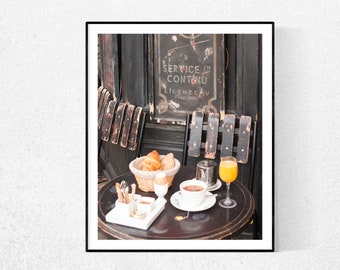 Paris Photography, Parisian morning breakfast, Cafe St Regis, Ile St Louis, Mornings in Paris, French, Kitchen Wall Art