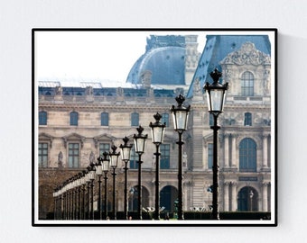 Paris Photography, Early Morning Light in the city of Paris, France, Louvre, Black Iron Lanterns, Paris wall art, Paris Architecture