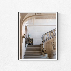 Fotografía de París, Musée Nissim de Camondo, Escaleras clásicas de París, Decoración de París, Arte mural francés, Candelabro, Arquitectura francesa