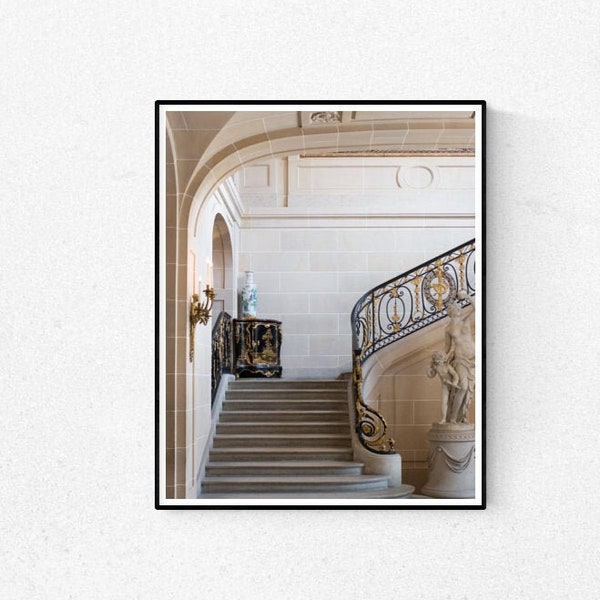 Paris Photography, Musée Nissim de Camondo, Classic Paris Stairs, Paris Decor, French Wall Art, Chandelier, French Architecture