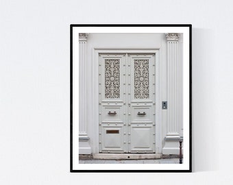 Paris-Fotografie, graue grüne Tür in Paris, Paris-Foto, Türöffnung in Paris, Paris-Druck, Tür in Paris, Paris-Galerie-Wand-Kunst