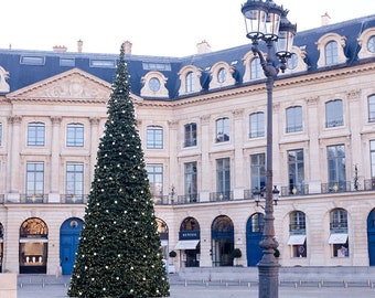 Paris Photography, Christmas Lights in Place Vendôme, France, Paris Architecture, Place Vendome, Paris Hotel, Paris Prints, Gallery Wall Art