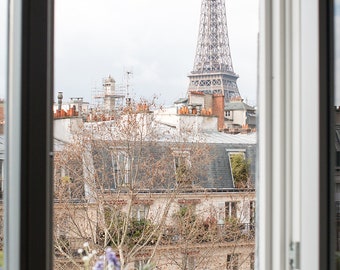 Paris Photography, Eiffel Tower Balcony View, April in Paris, Paris Home Decor, White Wall Art Paris, Architecture