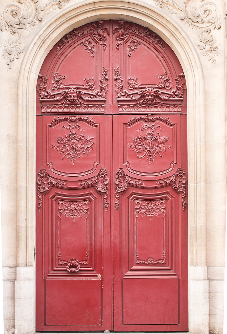 Paris Photography, Red door in Paris, Paris Gallery Wall Art, Right Bank Paris, Living room Art, Everyday Parisian, Gift for Francophile image 1