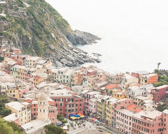 Italy Photography, Vernazza Italy, Cinque Terre, Italy, beach photography, Italian home decor, terra cotta rooftops, summer in italy