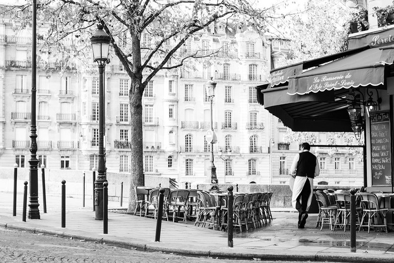 Paris Photography, Sunday Mornings on Ile St Louis, Classic Paris, Parisian Cafe, black and white photography, Paris Art, Paris Cafe Photo image 2