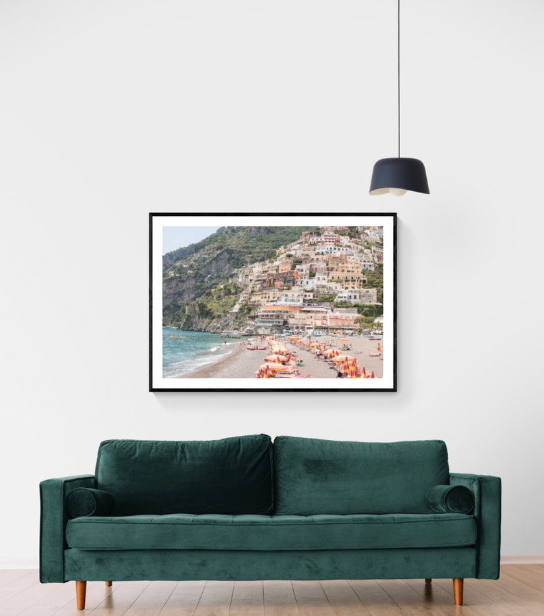 Italy Photography, Summer in Positano, Amalfi Coast Italy, beach photography,Italian home decor, Positano Art, bedroom art, beach umbrellas image 3