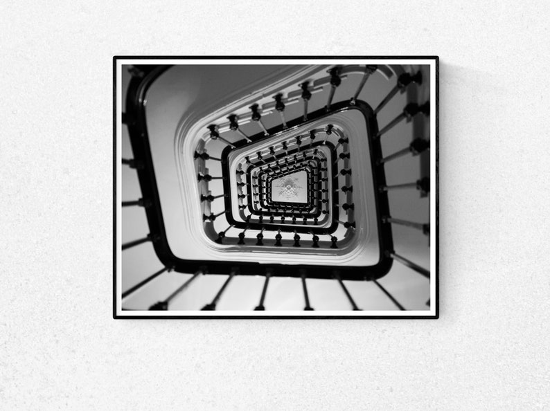 Paris Photography, Parisian Apartment Stairs, black and white photography, Paris Decor, Classic Paris, French Wall Art, French Architecture image 1